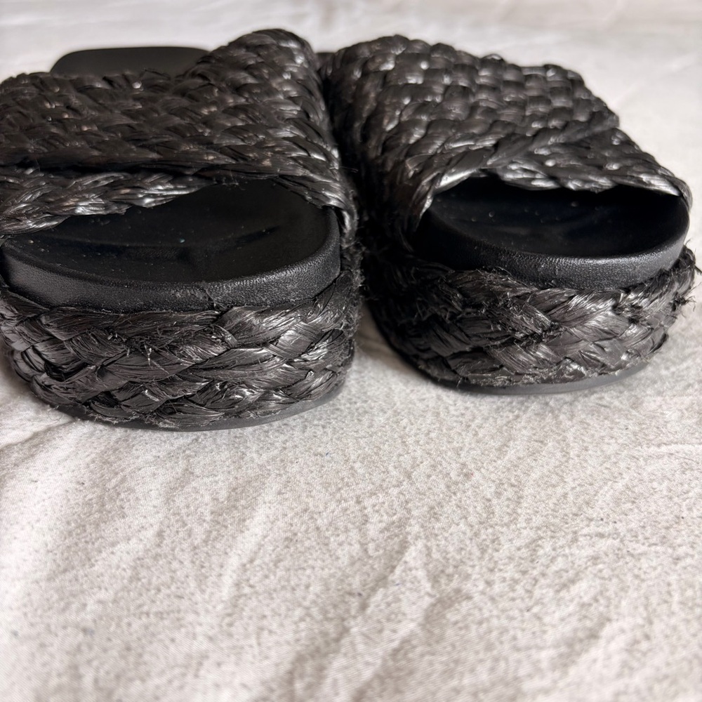 Nine West Black Woven Platform Slide Sandals Women’s 7.5 - Picture 5 of 9